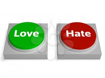 Love Hate Buttons Showing Appraise Or Hateful