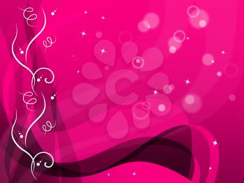 Pink Floral Background Showing Flower Pattern And Bubbles
