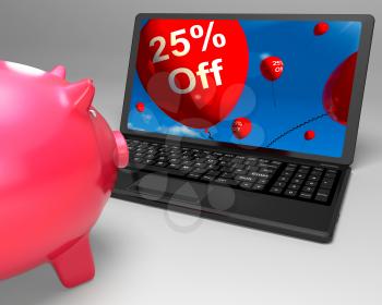 Twenty-Five Percent Off On Laptop Shows Discounts And Special Deals
