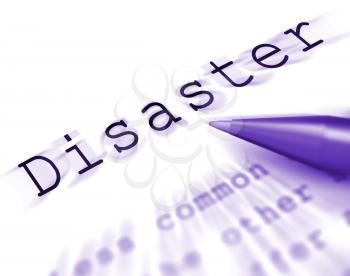 Disaster Word Displaying Emergency Calamity And Crisis