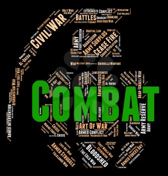 Combat Word Representing Inhibit Tackle And Withstand