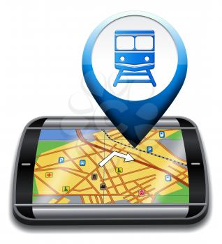 Railway Station Gps Map Represents Rail Direction And Journey