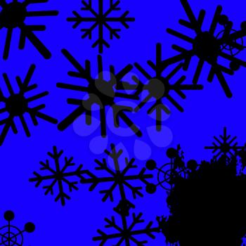 Blue Snowflakes Background Meaning Frozen Cold And Snowing
