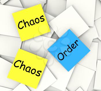 Chaos Order Post-It Notes Showing Disorganized Or Ordered