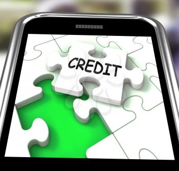 Credit Smartphone Meaning Loans Financing  Or Borrowed Money