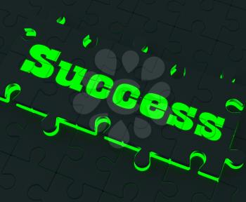 Success Glowing Puzzle Showing Successful Strategies And Achievements