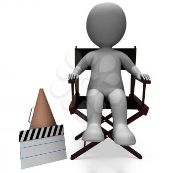 Film Director Character Showing Hollywood Director Or Filmmaker