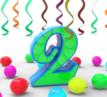 Number Two Party Meaning Colourful Garlands Or Bright Balloons