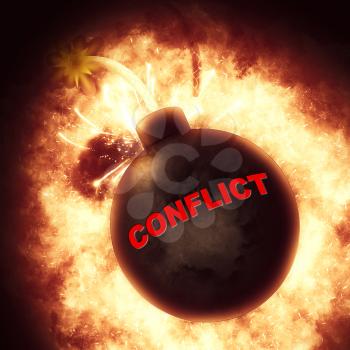 Conflict Bomb Meaning Action Battle And Warfare
