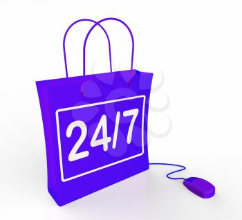 Twenty-four Seven Bag Representing Online Shopping Availability