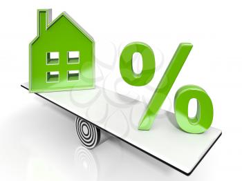 House And Percent Sign Means Real Estate Investment Or Discount