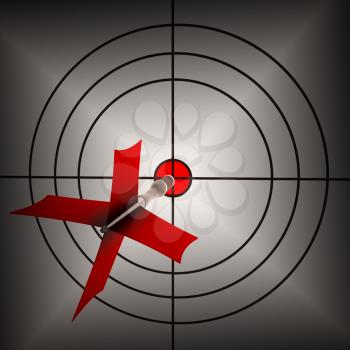 Arrow Aiming On Dartboard Shows Aiming Accuracy And Shooting Precision