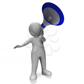 Megaphone Message Character Showing Announcements Proclaiming And Announcing