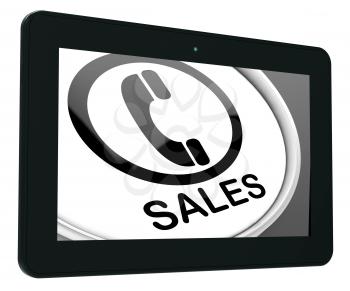 Sales Tablet Shows Call For Sales Assistance