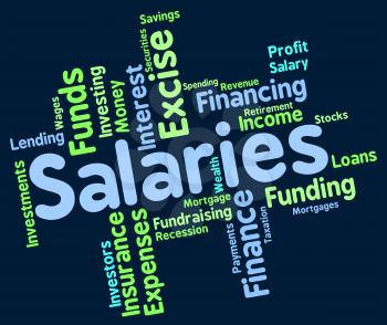 Salaries Word Showing Wage Payroll And Pay 