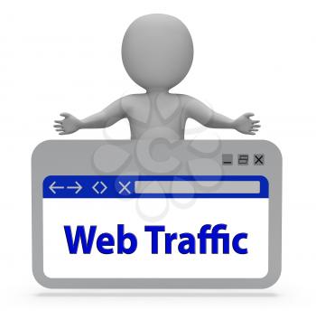 Web Traffic Webpage Meaning Website Online 3d Rendering