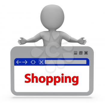 Shopping Webpage Meaning Retail Sales 3d Rendering