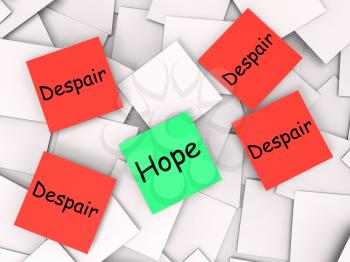 Hope Despair Post-It Notes Showing Longing And Desperation
