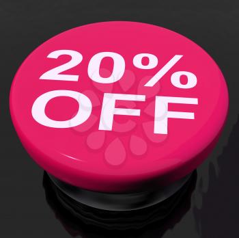 Twenty Percent Button Showing Sale Discount Or 20 Off