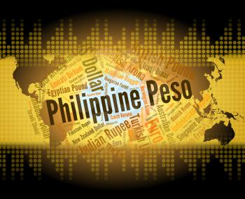 Philippine Peso Indicating Exchange Rate And Wordcloud