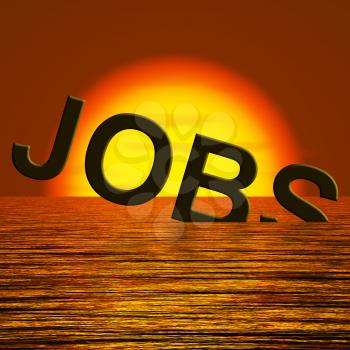 Jobs Word Sinking Showing Job Layoffs And Unemployment