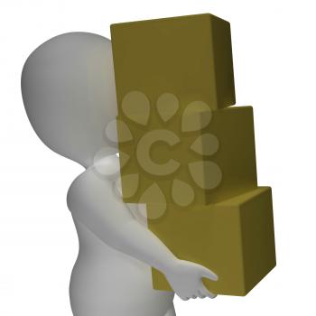 Delivery By 3d Character Showing Packages Postal