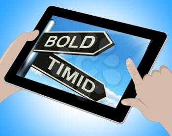 Bold Timid Tablet Showing Extroverted And Shy