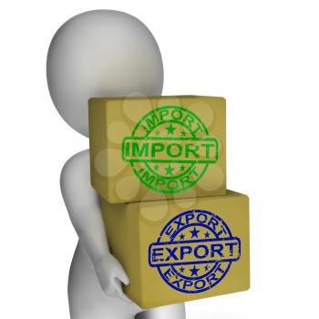 Import Export Boxes Meaning Global Trade Importing And Exporting