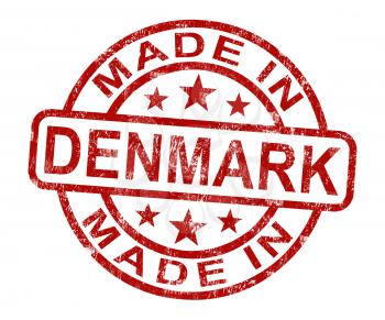 Made In Denmark Stamp Showing Danish Product Or Produce