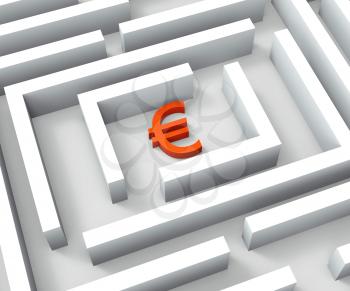 Euro Sign In Maze Shows Euros Credit Crisis