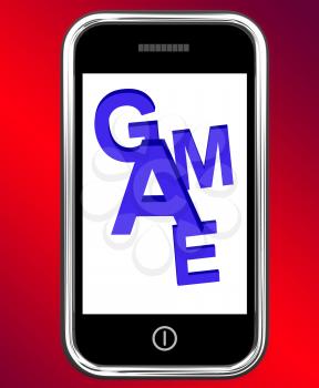 Game On Phone Showing Online Gaming Or Gambling