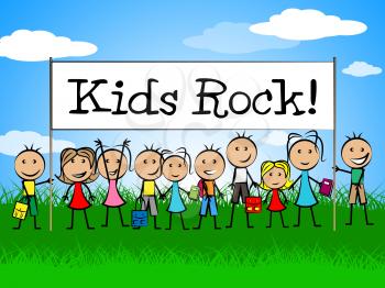 Kids Rock Banner Meaning Free Time And Play