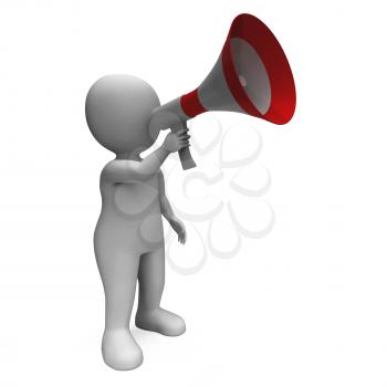 Loud Hailer Character Showing Broadcasting Proclaim And Megaphone 