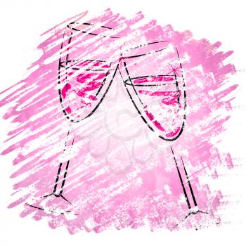 Champagne Glasses Representing Sparkling Wine And Joyful