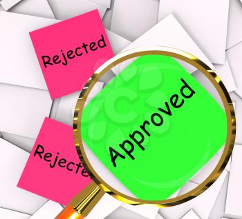 Approved Rejected Post-It Papers Showing Passed Or Denied