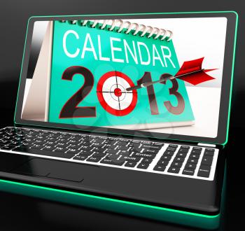 Calendar 2013 On Laptop Shows Online Predictions And Forecasting