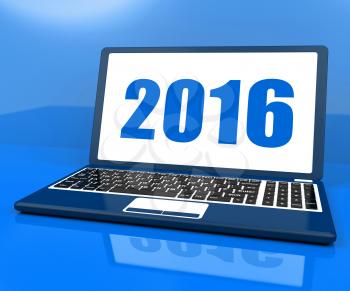 Two Thousand And Sixteen On Laptop Showing Year 2016