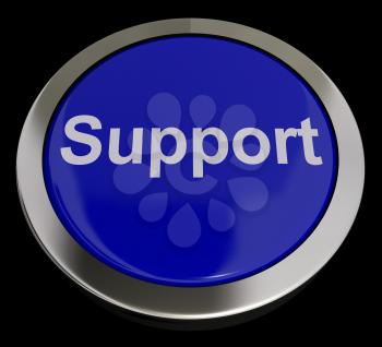 Support Button Blue Showing Help And Assistance