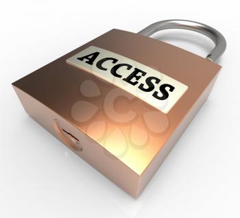Access Word On Padlock Shows Entry Protection 3d Rendering