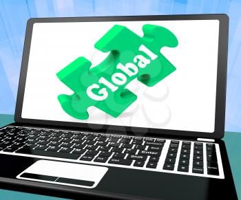Global Laptop Showing Worldwide International Globalization Connection
