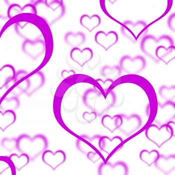 Mauve Hearts Background Shows Love Romance And Valentines