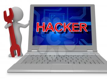Hacker Sign Indicating Spyware Crack 3d Rendering