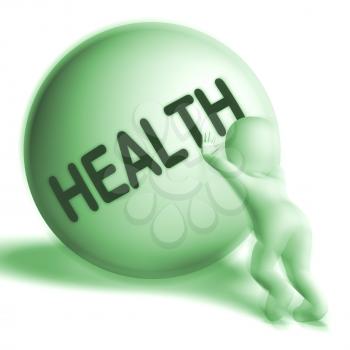 Health Uphill 3D Sphere Showing Healthy Medical Wellbeing