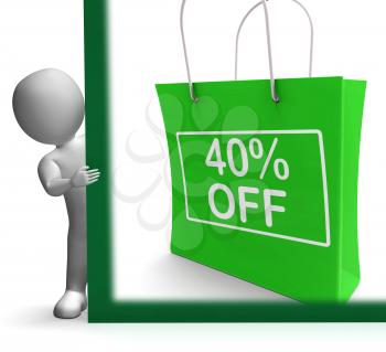 Forty Percent Off Shopping Bag Showing Reduction