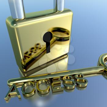 Padlock With Access Key Showing Permission Security And Logins