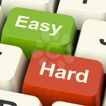 Hard Easy Computer Keys Showing The Choice Of Difficult Or Simple Ways