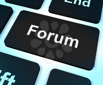 Forum Computer Key Shows Social Media Community Or Information