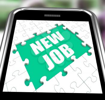New Job Smartphone Showing Changing Jobs Or Employment