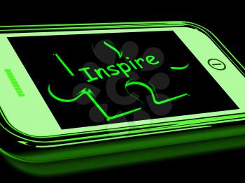 Inspire On Smartphone Showing Encouragement And Motivation