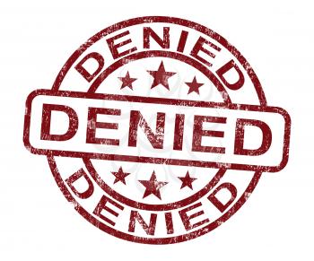 Denied Stamp Showing Rejection Decline Or Refusal